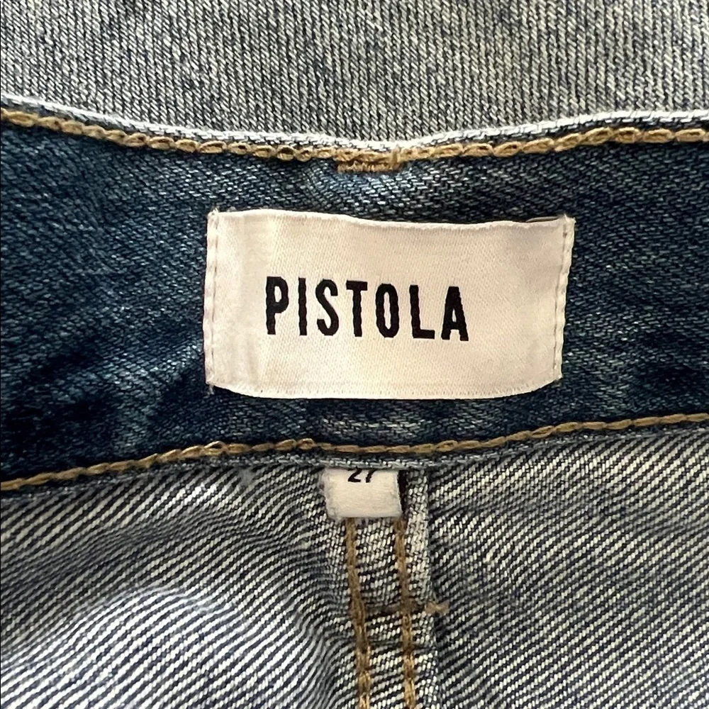 Pistola Cassie Distressed High Rise Straight Leg Jean Button Fly Size 27 - Picture 8 of 9